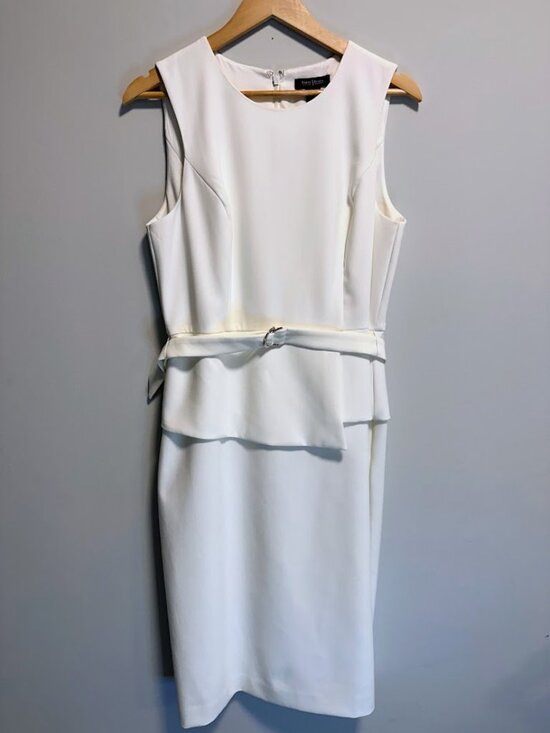 White House Black Market Dresses & Skirts - NWT White House Black Market Ecru Peplum Belted Sheath Dress 12